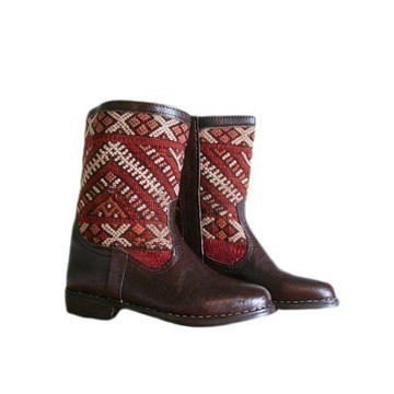 BIG SALE! Genuine leather boots with Kilim Handmade by Cuiroma craftsmen in Morocco