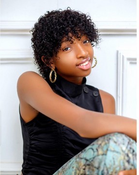 Lola human hair curly wig, ready to wear