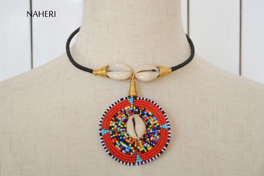 African cowrie shell maasai beaded necklace | Handmade neck piece | Tribal pendant jewelry
