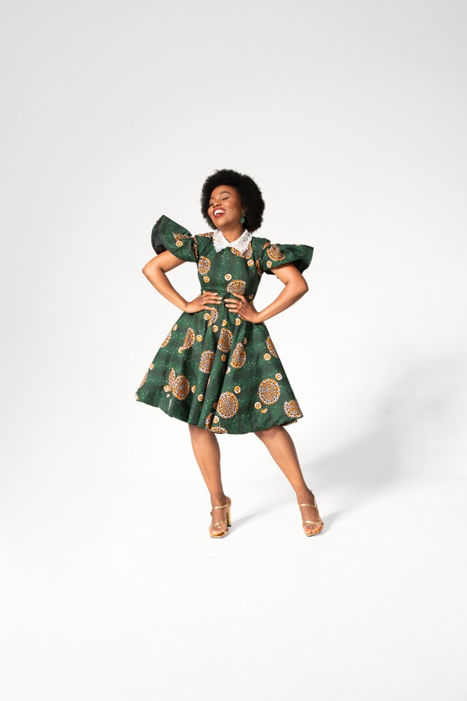 green collar dress Emerald Garden Embroidered Collar Dress