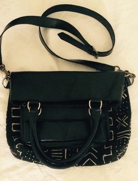 Leather and bogolan bag