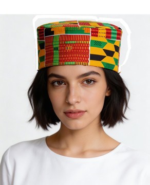Authentic Kente Kufi Hat – Traditional African Print Hat for Men and Women