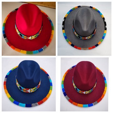 4 pièces en gros Fedora à bord et bord perlé, Fedora unisexe, chapeau à bord perlé pour l'été
