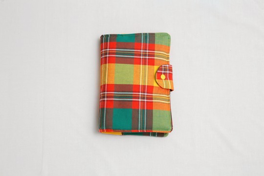 Madras health book cover Green Orange Handmade