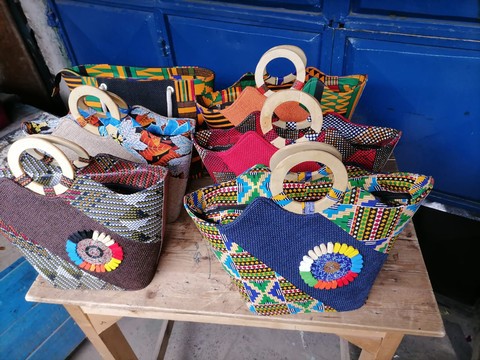 6 African jute bags / African handbags / Beaded bags African