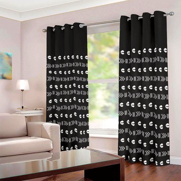 African Style Curtains Grommet Cowrie Print (Two Piece) (LARGER SIZES AVAILABLE)