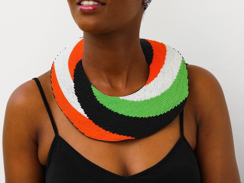 Collier en cuir africain, collier ras du cou en perles, tour de cou en perles Maasai, collier Tribal