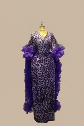 Royal Purple Adire Ruffle Maxi