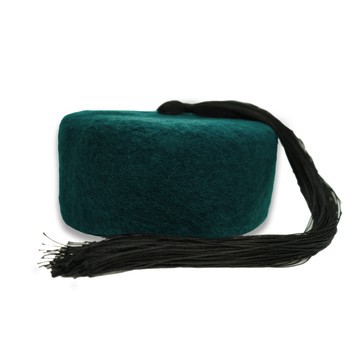 Tunisian Chechia With Pompom In Green Wool
