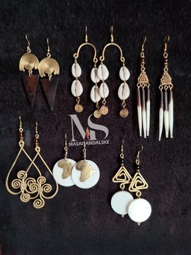 Brass earrings , brass and bone earrings , Wholesale brass earrings