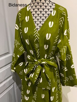 Bogolan printed Afro wax kimono