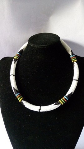 White Zulu beaded necklace, African rope necklace, Moms christmas gift, Tribal necklace
