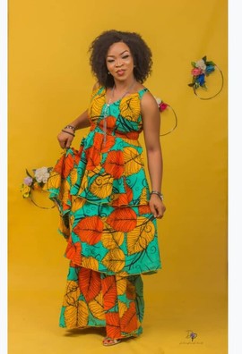 African print 3-step maxi dress| Ankara Fabric| Ankara 3 step Gown| Gift For Girl