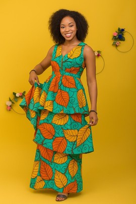 African print 3-step maxi dress| Ankara Fabric| Ankara 3 step Gown| Gift For Girl