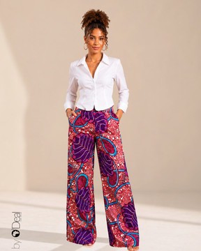 Wax print high waist wide pants
