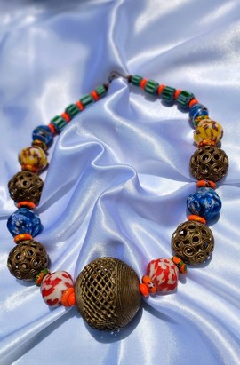 Tribal necklace Bronze African perle