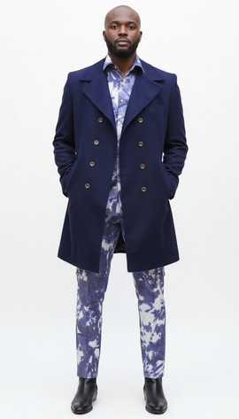 Ensemble transformer tie-dye et manteau long Barrelman en velours