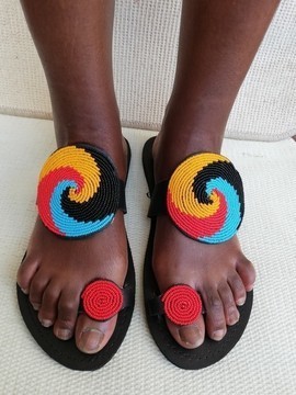 Masai Beaded sandals, African  sandals, Women Sandals, Leather sandals, Boho sandals, Beach sandals