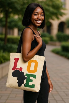 African Tribal Tote Bag Love Map Print | Abstract Fashion | Large Capacity