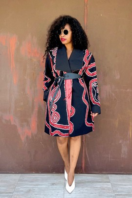 MANTEAU MIDI AKANTU (ROUGE')