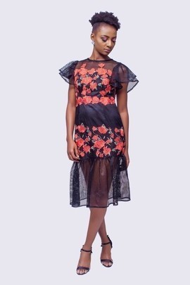 Lace Petal Net Dress, Party Dress, Cocktail Dress, Womens Clothing, African Womens Clothing