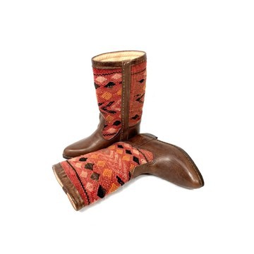 High-end handmade genuine leather and kilim boot.