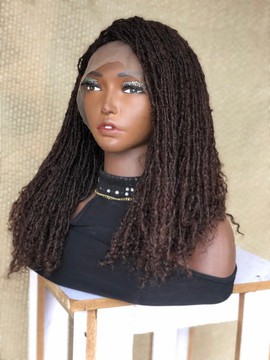 Human Hair Full lace Layered bob micro locs, Sisterlocs ,Skinny locs Wig For Black Women