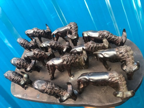 The great wild beast migration wooden curving/ exotic Ebony wood decorative curvings