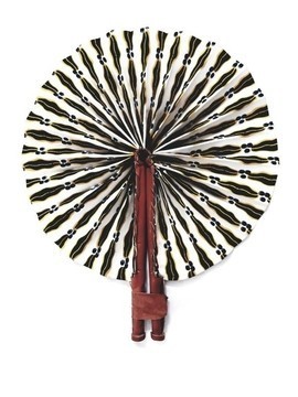 Leather and wax fan BLAN and BLEU ROSA