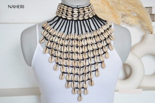 African jewelry cowrie shell choker necklace