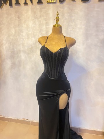 Luxury black dress,black mermaid dress,black dinner dress,black prom dress