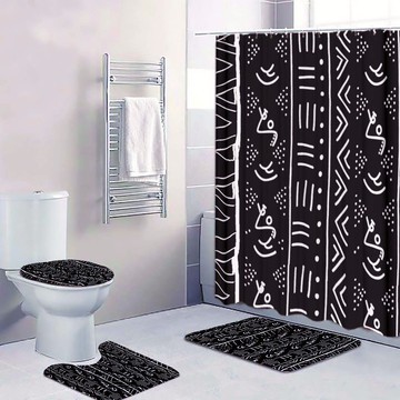 Cultural Unique Bath Mat White and Black Bathroom Rug (LARGER SIZES AVAILABLE)