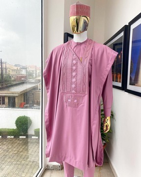 A Ballet Slipper pink agbada, buba &amp; sokoto