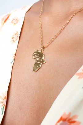 Gold color  african map necklace