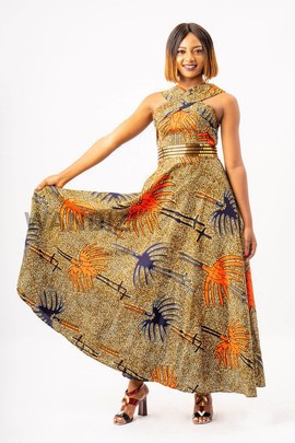 Robe longue à imprimé africain de Criss Cross, Robe longue à Ankara, Vêtements africains pour femmes