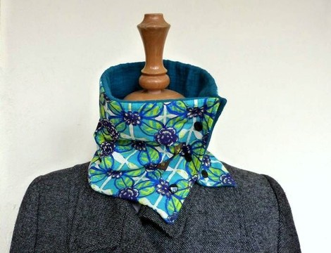 3 SNAP COLLAR n°1 Snood Women's Scarf Small Warm Ethnic Neck Warmer Mid Season Gauze Lined