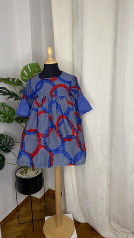 Robe Ireti en tissu wax, robe pour petite fille en wax africain