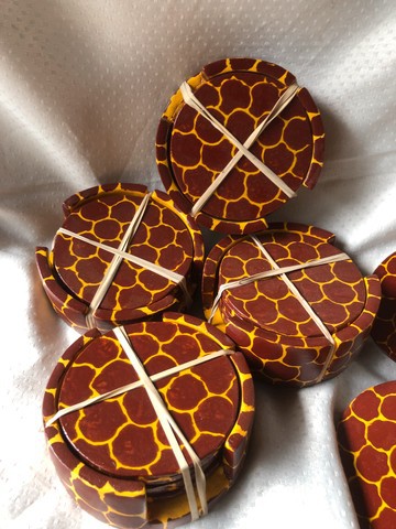 Giraffe print set of wooden coasters/ a set of 6 wooden coasters