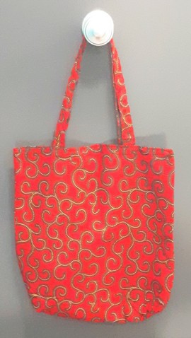 Red spirals tote bag