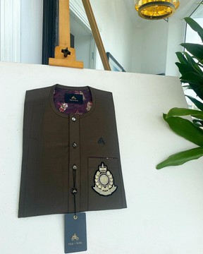 A Mocha Brown, clear view transparent Swarovski button, kaftan