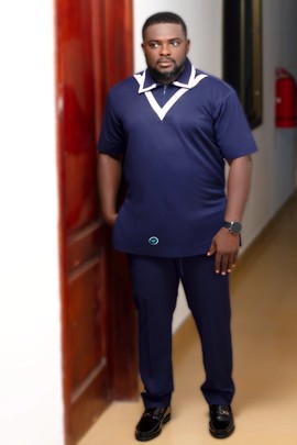 Manuel Fashion Navy Kaftan with White Trim