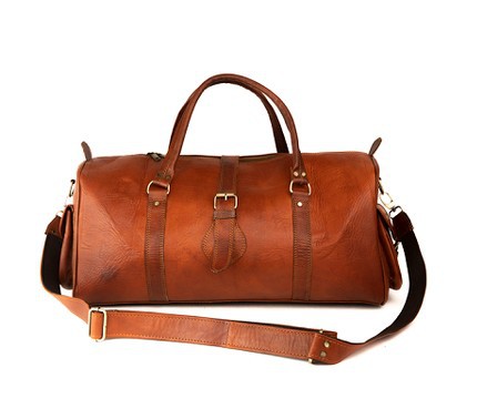 Handmade genuine leather travel bag with shoe compartment - Large weekend bag