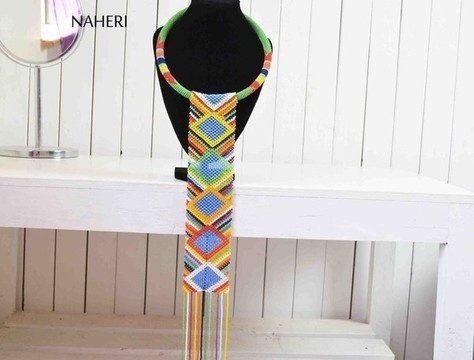 African beaded zulu necklace long pendant