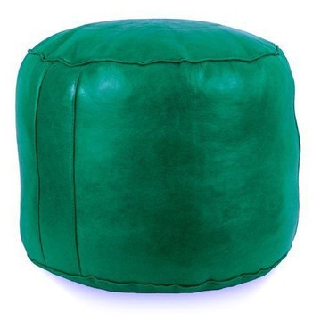 Grand pouf en vrai cuir Naturel Vert