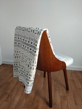 White Bogolan fabric with black print