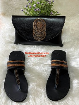 KENYAN BEADED CLUTCH BAG AND SANDALS SET