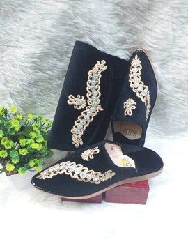 Ensemble de babouche et portefeuille pour femme fait main
