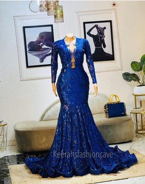 Floor length gown lace mermaid prom dress, lace wedding dress, evening gowns, engagement dress