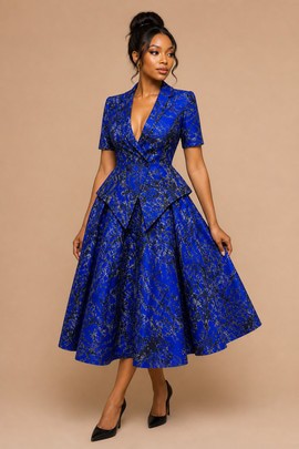 Blue Ankara Blazer Dress for Women – Stylish African Print Office &amp; Casual Outfit