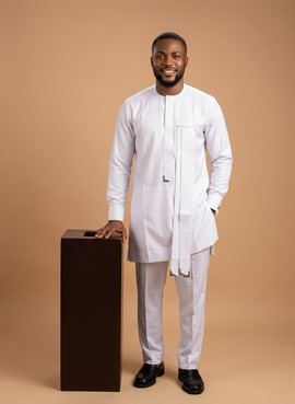 White Senator Suit with Drape Detail|Wedding|Casual